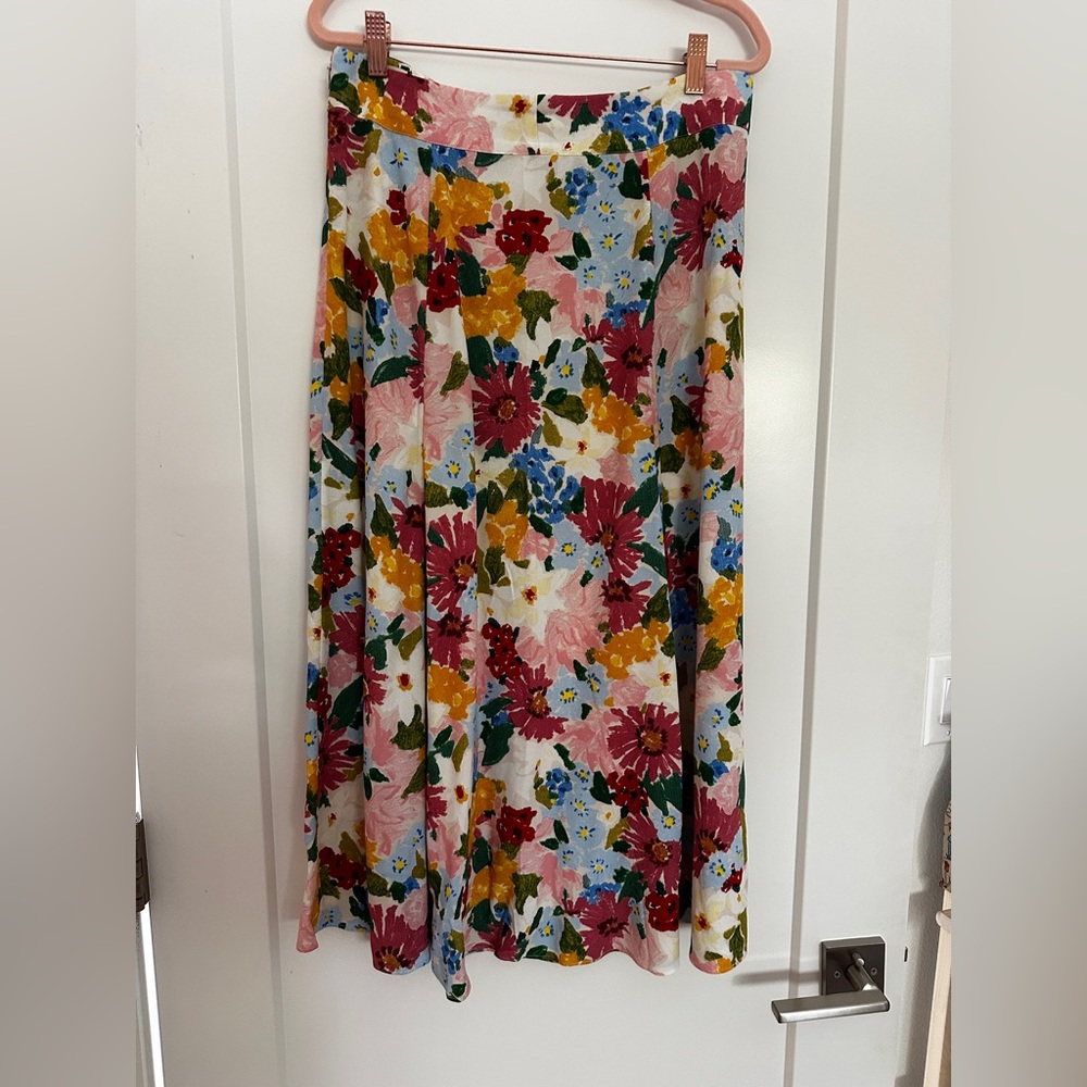 Sezane Tabata Skirt Pastel Flowers US 10 EU 42 - Picture 2 of 7